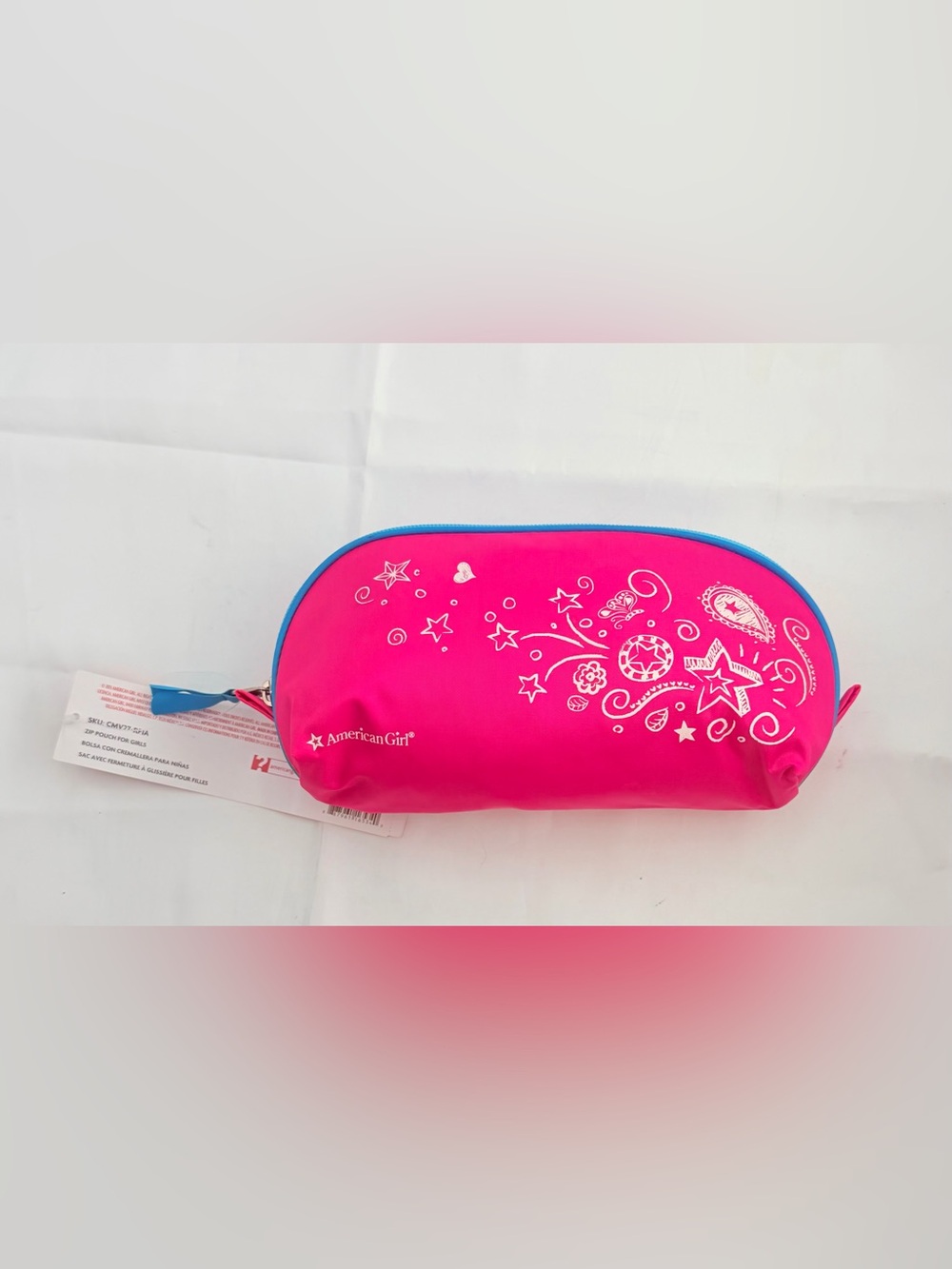 NWT American Girl Pink Doodle Stars Zip Pouch Case CMV77 - Pristine!